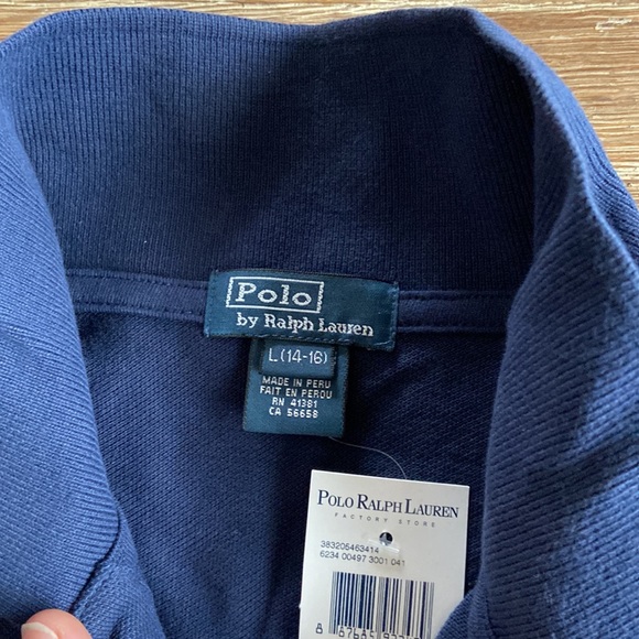 Polo Ralph Lauren Boys Polo Mesh Blue-White-Red Size 14-16 NWT - Picture 2 of 4